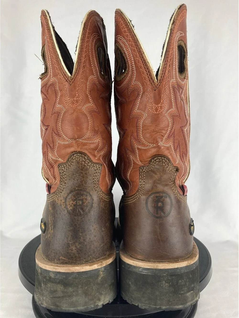 Men's Size 8D Tony Lama Composite Toe Work Boots Fireball Orange RR3300 Leather